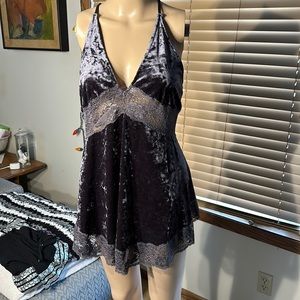 Free People dark grey velvet miso dress or top size M